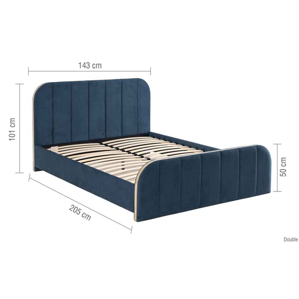 Rylora Fabric Double Bed in Blue
