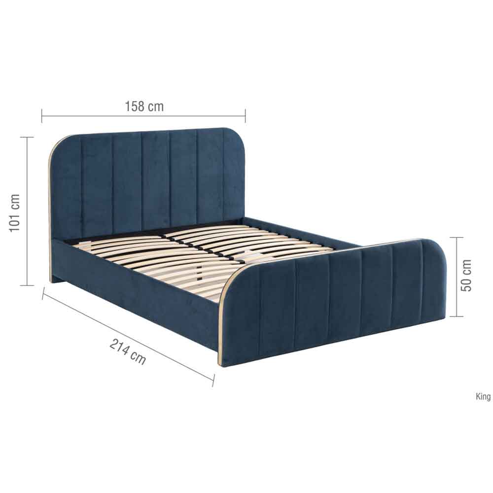 Rylora Fabric King Size Bed in Blue