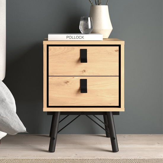 Rynok Bedside Cabinet With 2 Drawers In Jackson Hickory Oak