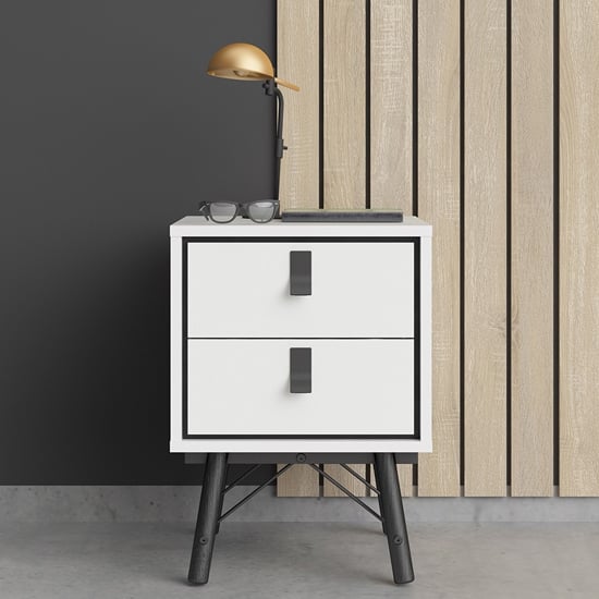 Photo of Rynok wooden bedside cabinet in matt white with 2 drawers