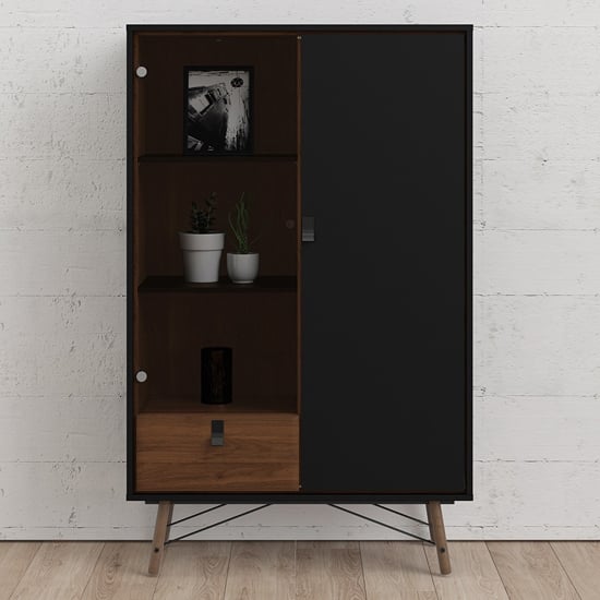 Photo of Rynok wooden display cabinet in matt black walnut