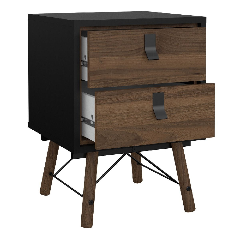 Rynok Wooden Furniture Set With 3 Doors Wardrobe In Black Walnut