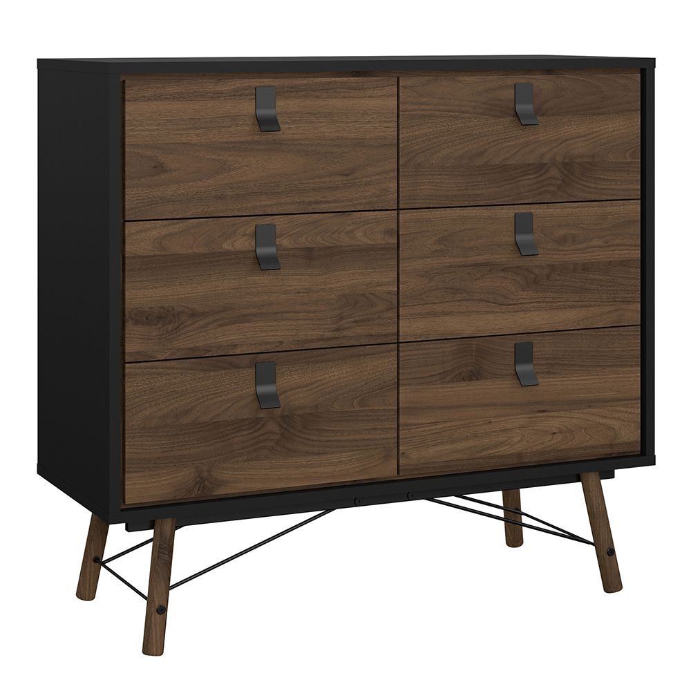 Rynok Wooden Furniture Set With 3 Doors Wardrobe In Black Walnut