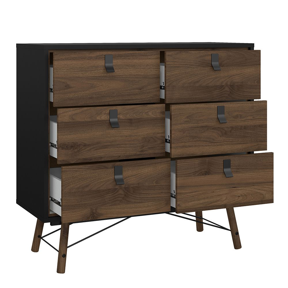 Rynok Wooden Furniture Set With 3 Doors Wardrobe In Black Walnut