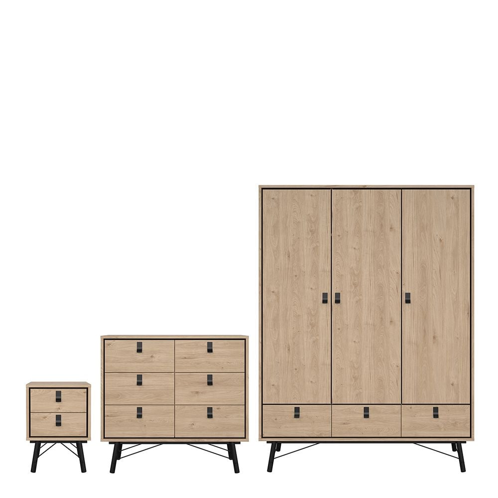 Read more about Rynok wooden furniture set with 3 doors wardrobe in natural oak