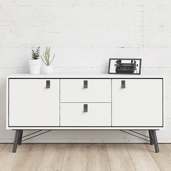 Photo of Rynok wooden sideboard in matt white with 2 doors and 2 drawer
