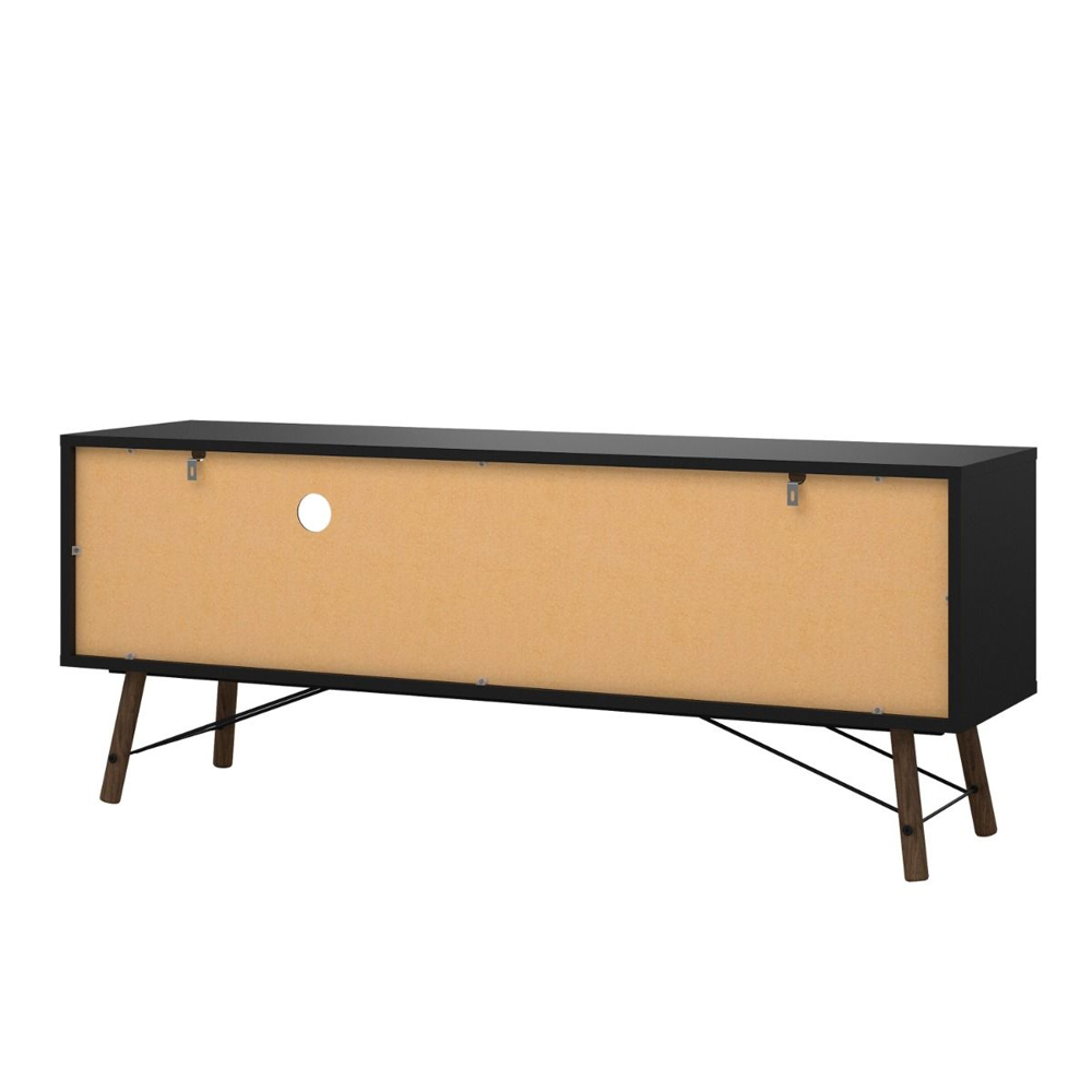 Rynok Wooden TV Stand With 1 Door 1 Drawer In Matt Black and Walnut