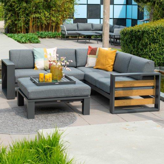 Read more about Saar corner lounge set in mystic grey with carbon black frame