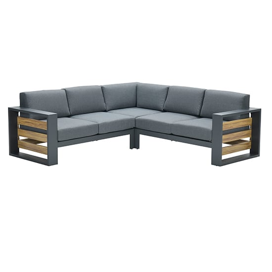 Photo of Saar fabric corner sofa in mystic grey with carbon black frame