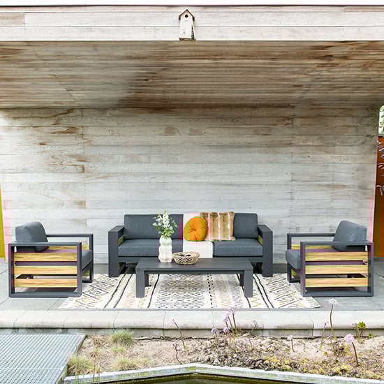 Read more about Saar fabric lounge set in mystic grey with carbon black frame