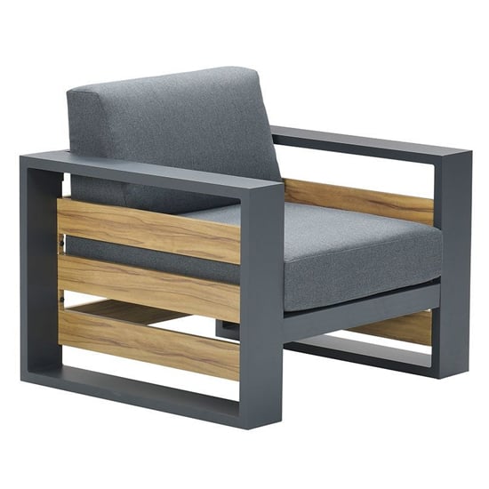Photo of Saar lounge armchair in mystic grey with carbon black frame