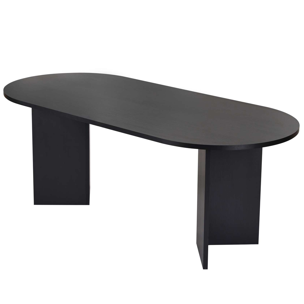 Sabero Oval Wooden Dining Table in Black