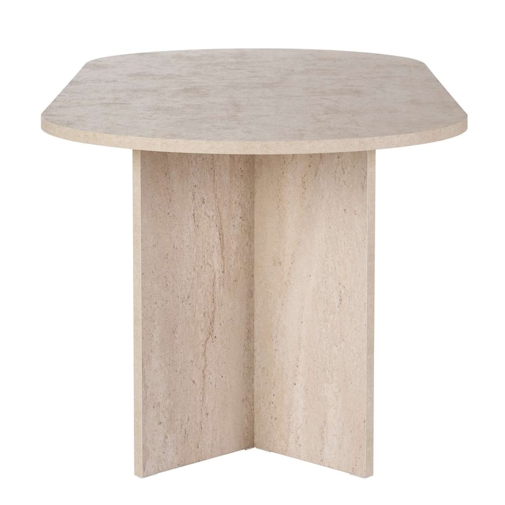 Sabero Oval Wooden Dining Table in Travertine Marble Effect