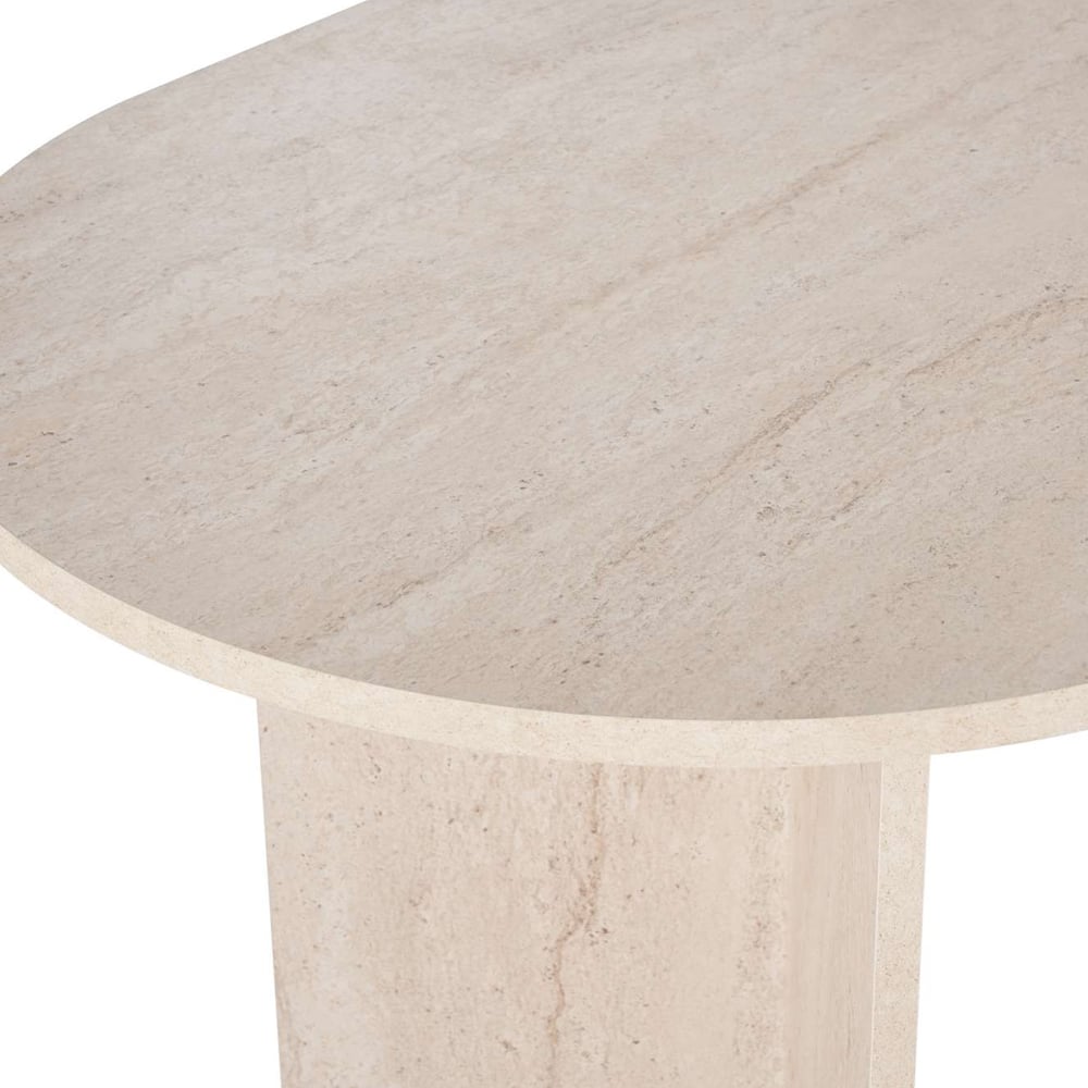 Sabero Oval Wooden Dining Table in Travertine Marble Effect