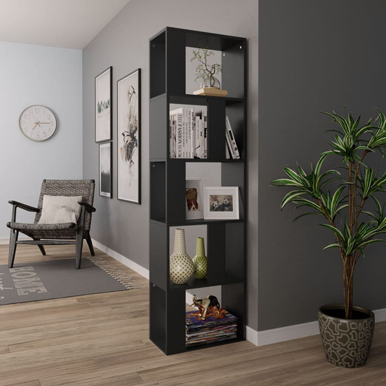 Sabia Wooden Bookcase And Room Divider In Black