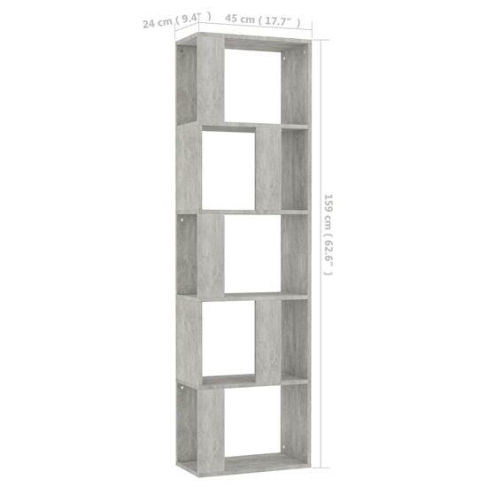 Sabia Wooden Bookcase And Room Divider In Concrete Effect