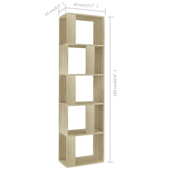 Sabia Wooden Bookcase And Room Divider In Sonoma Oak