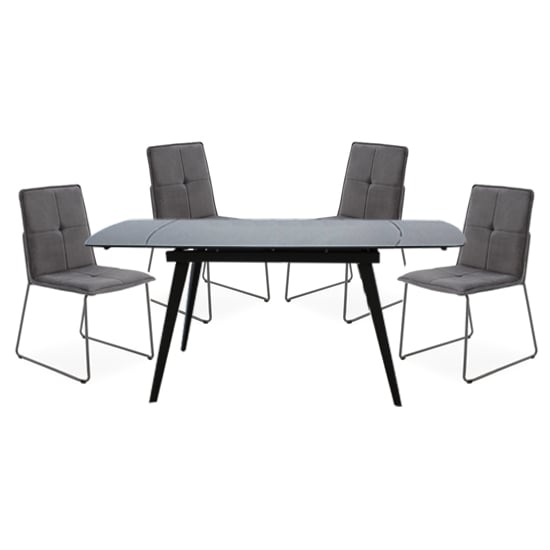 Sabina Extending Grey Dining Table With 4 Soren Grey Chairs