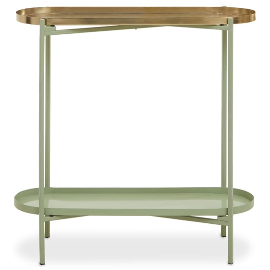 Product photograph of Sabina Metal Console Table In Green And Gold from Furniture in Fashion
