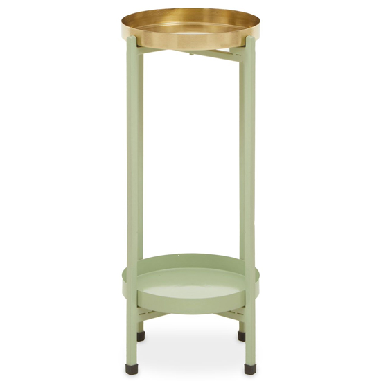 Photo of Sabina round metal plant stand in green and gold