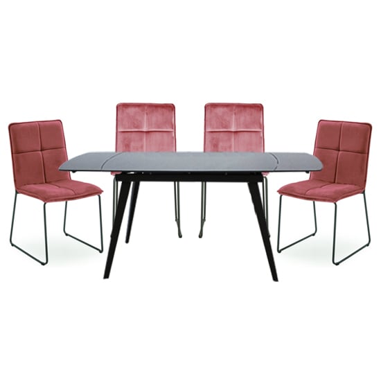 Product photograph of Sabine Grey Extending Dining Table 4 Sorani Blush Chairs from Furniture in Fashion