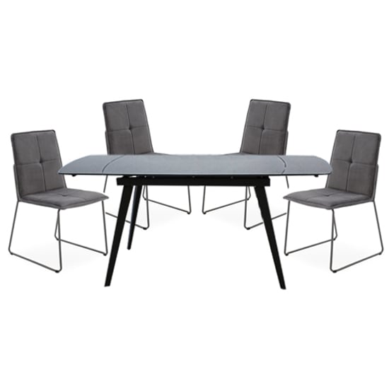 Photo of Sabine grey extending dining table 4 sorani grey chairs