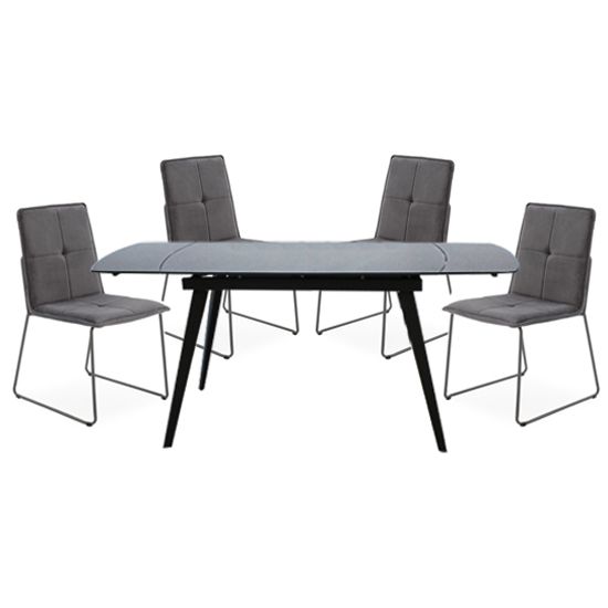 Sabine Grey Extending Dining Table 4 Sorani Grey Chairs thumbnail