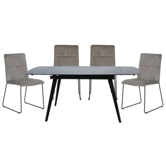 Photo of Sabine grey extending dining table 4 sorani mink chairs