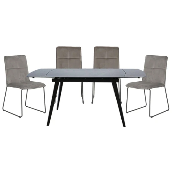 Sabine Grey Extending Dining Table 4 Sorani Mink Chairs thumbnail