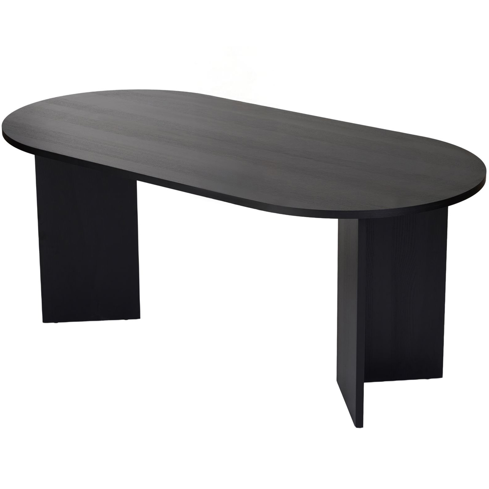 Sablio Oval Wooden Dining Table in Black