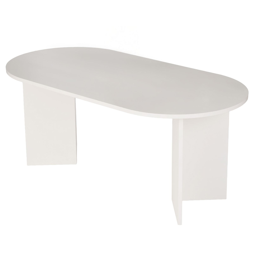 Sablio Oval Wooden Dining Table in White