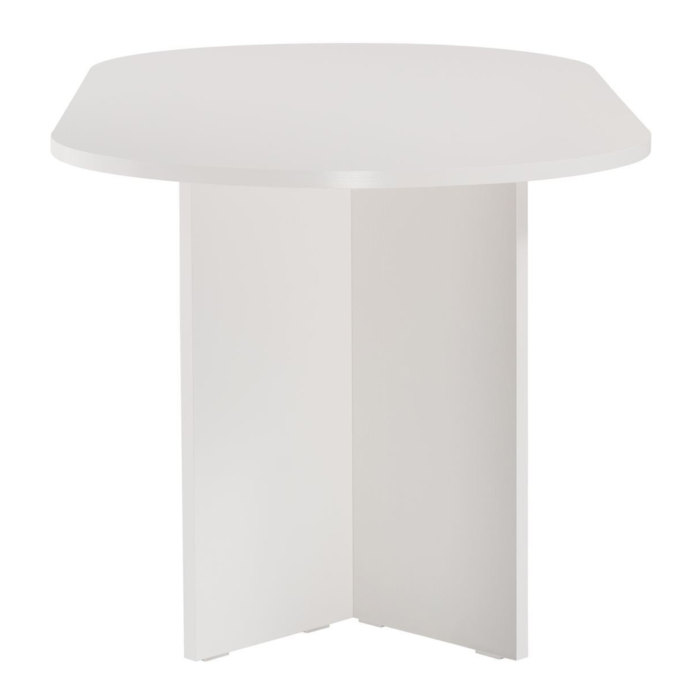 Sablio Oval Wooden Dining Table in White
