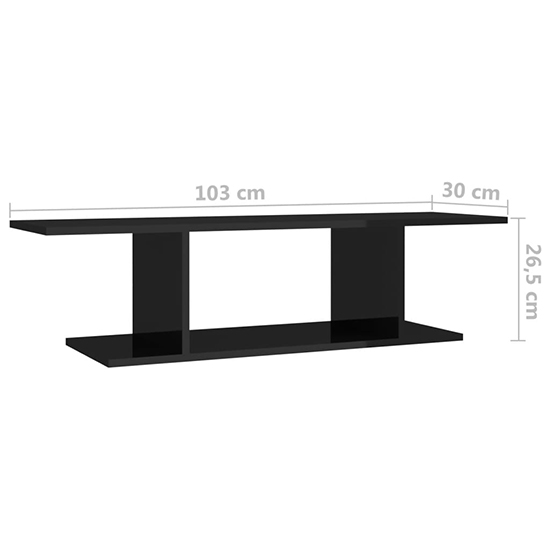 Sabra High Gloss Wall Hung TV Stand With Shelf In Black_4