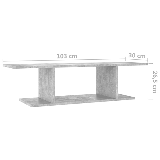 Sabra Wooden Wall Hung TV Stand With Shelf In Concrete Effect
