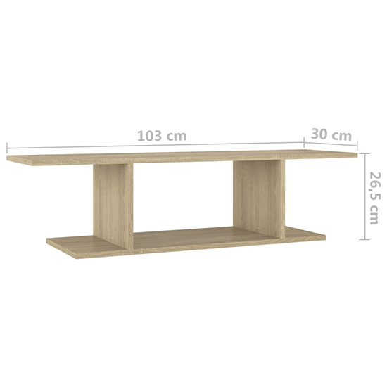 Sabra Wooden Wall Hung TV Stand With Shelf In Sonoma Oak