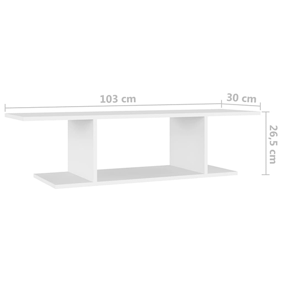 Sabra Wooden Wall Hung TV Stand With Shelf In White