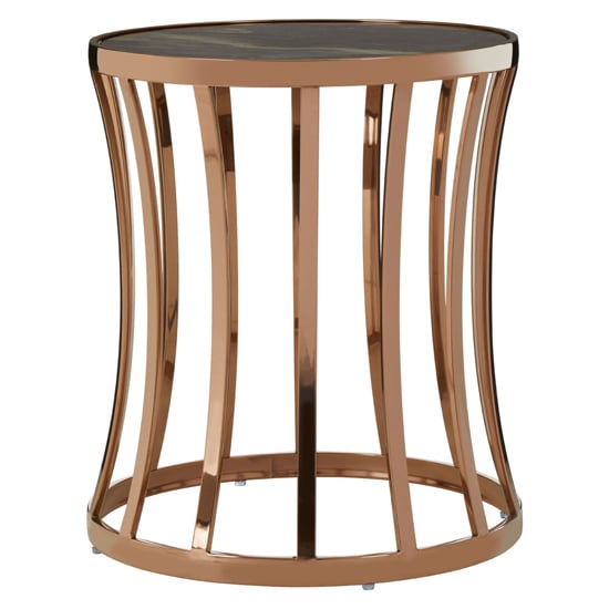 Photo of Saclateni black marble top side table with rose gold base