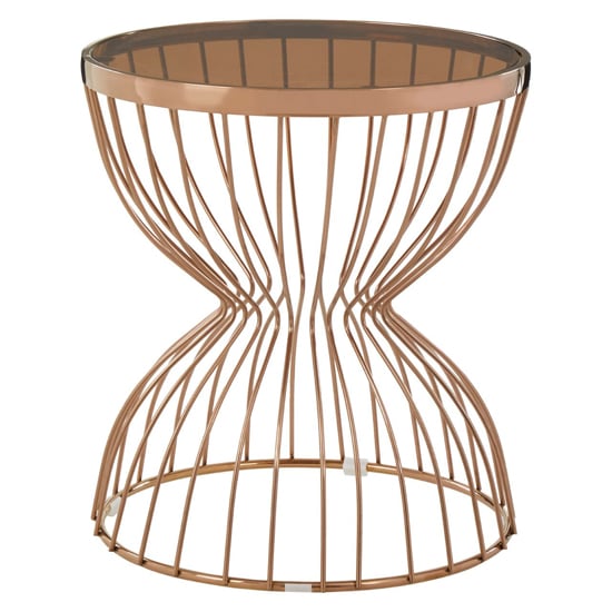 Saclateni Smoked Glass Top Side Table With Rose Gold Frame