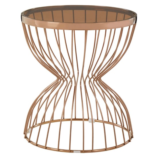 Read more about Saclateni smoked glass top side table with rose gold frame