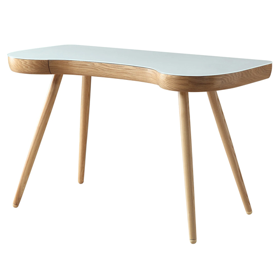 Sacramento Super White Glass Top Laptop Desk In Oak
