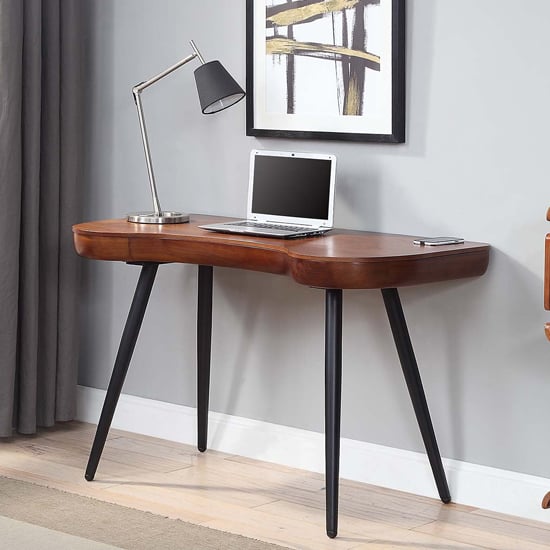 Sacramento Wooden Laptop Desk In Walnut With Black Legs