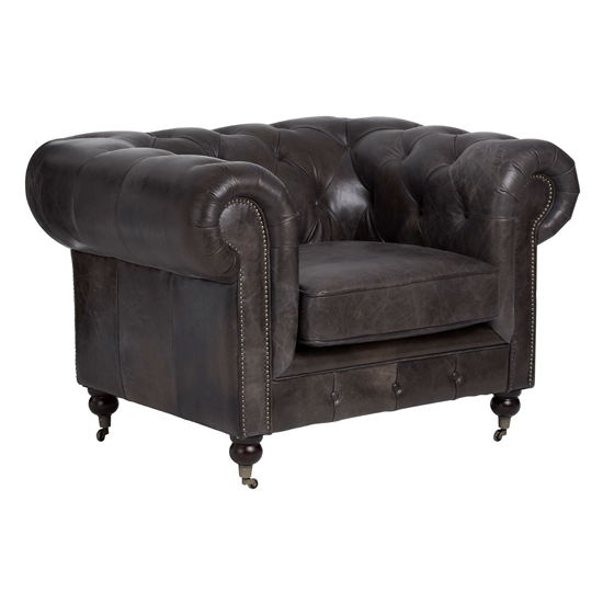 Sadalmelik Dark Grey Faux Leather Armchair In Grey Furniture in Fashion