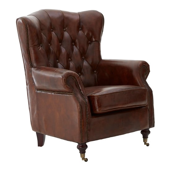 Sadalmelik Faux Leather Armchair In Dark Brown | FiF