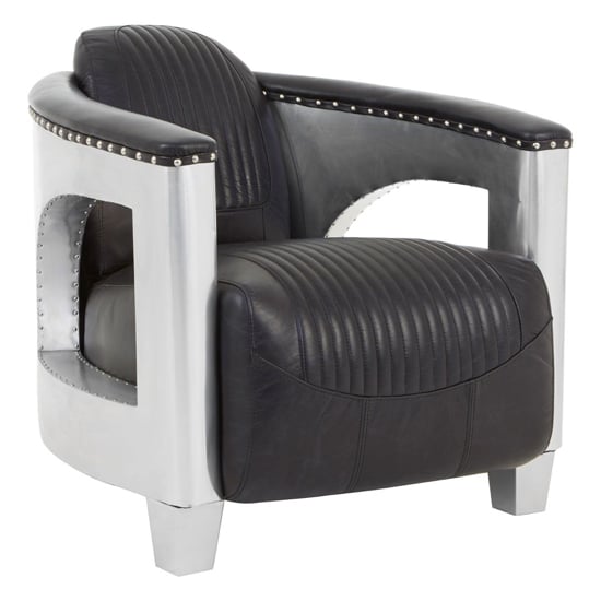 Sadalmelik Upholstered Faux Leather Armchair In Black_1