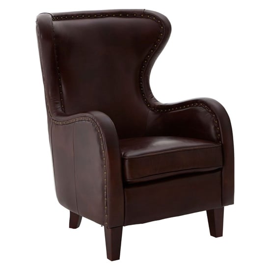 Sadalmelik Upholstered Faux Leather Armchair In Brown_2