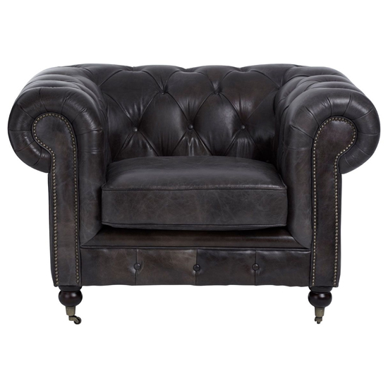 Sadalmelik Upholstered Faux Leather Armchair In Dark Grey_3