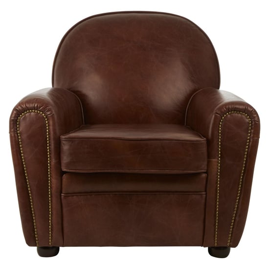 Sadalmelik Upholstered Faux Leather Classic Armchair In Brown_2