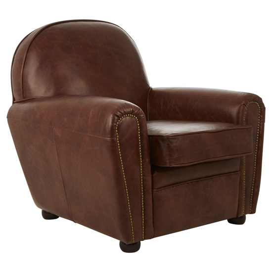 Product photograph of Sadalmelik Upholstered Faux Leather Classic Armchair In Brown from Furniture in Fashion