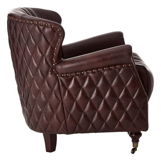 Sadalmelik Upholstered Genuine Leather Armchair In Brown_3