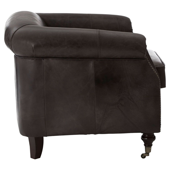 Sadalmelik Upholstered Genuine Leather Armchair In Grey_4